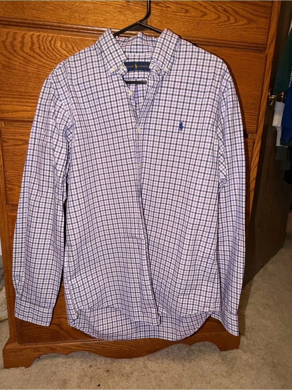 Polo by Ralph Lauren Blue & White Check Cotton Button-Down Shirt